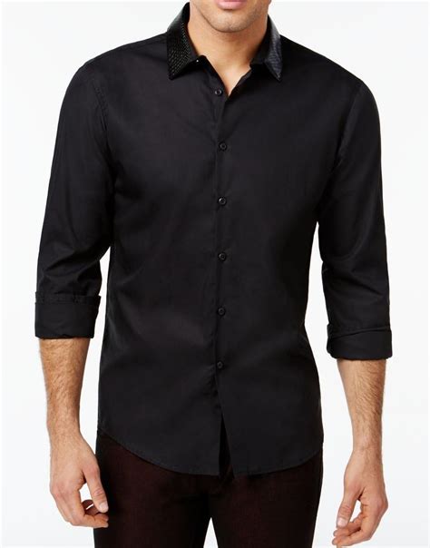 Camisa de botao preta masculina .